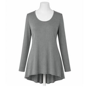 Soft Surroundings Gray High-Low Long Sleeve Top with Zipper Back – Size Large